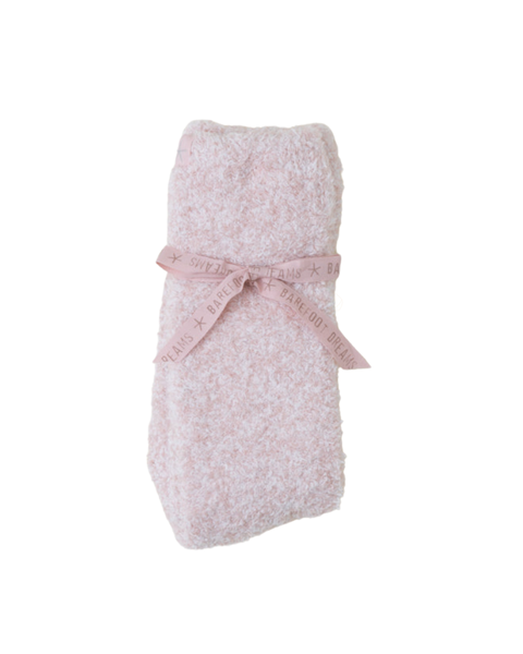 Barefoot Dreams BU614 Heather Dusty Rose/White CozyChic Heathered Socks Myselflingerie.com