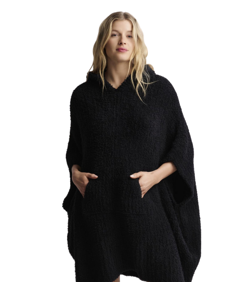 Barefoot Dreams B545 Black The Cozy One Size Sweater Cape Myselflingerie.com