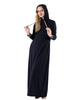 Chicolli LR6090 Black Utility Coverall Nursing Morning Robe Lounger with Hood Myselflingerie.com