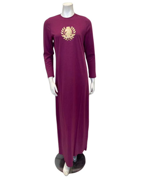 Lunderbeck N5276 Mulberry Embroidered Emblem Pull On Modal Nightgown Myselflingerie.com