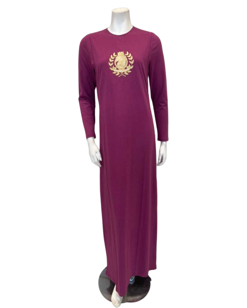 Lunderbeck N5276-B Mulberry Embroidered Emblem Modal Coverall Nursing Nightgown Myselflingerie.com