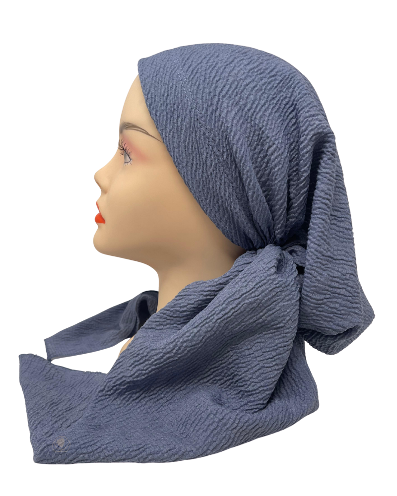 It's Younique PP-CRINK-BLU Pale Blue Crinkle Pre-Tied Bandanna with Velvet Grip Myselflingerie.com