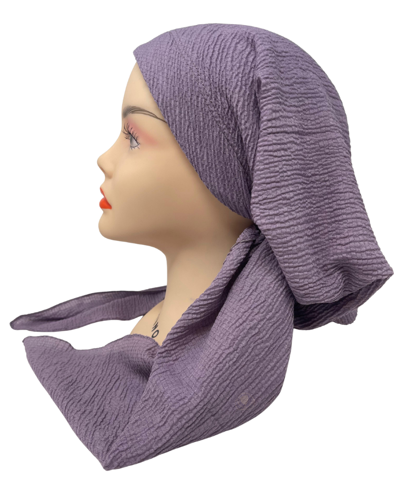 It's Younique PP-CRINK-LAV Lavender Crinkle Pre-Tied Bandanna with Velvet Grip Myselflingerie.com