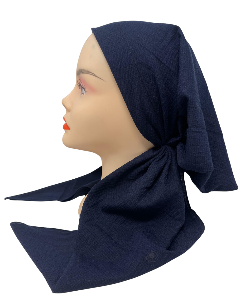 It's Younique PP-CRINK-ROY Royal Blue Crinkle Pre-Tied Bandanna with Velvet Grip Myselflingerie.com