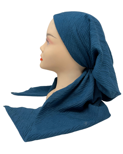 It's Younique PP-CRINK-TEA Teal Crinkle Pre-Tied Bandanna with Velvet Grip Myselflingerie.com