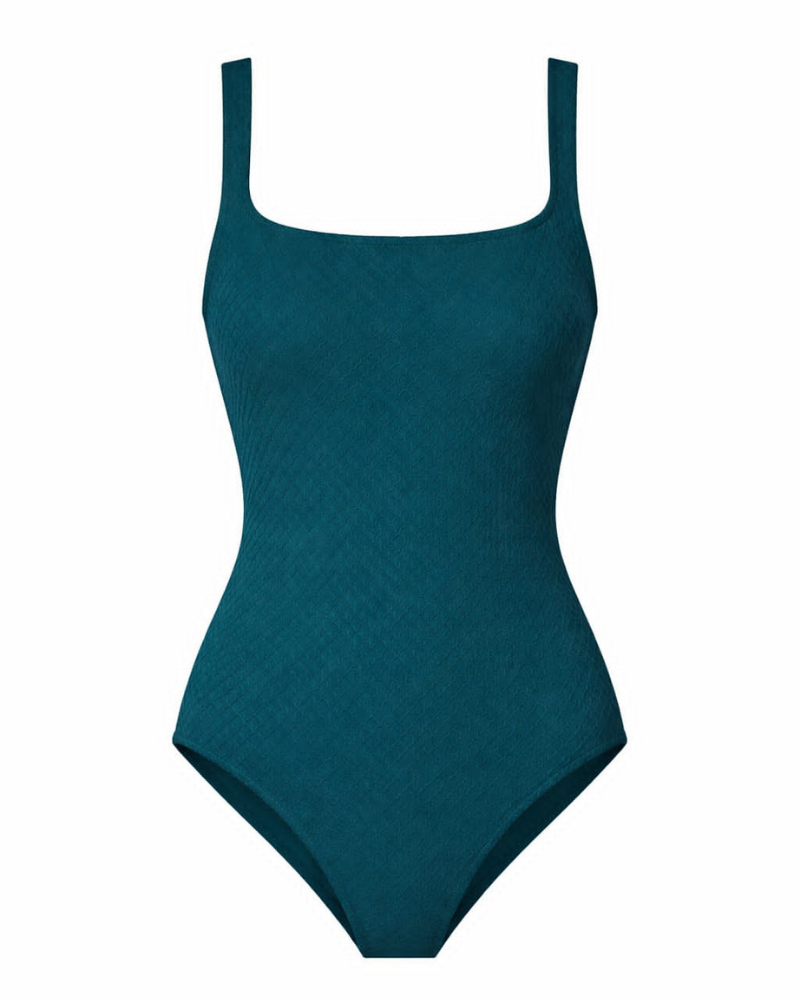 Gottex 26SR173U Teal Saint Tropez Square Neck Swimsuit Myselflingerie.com