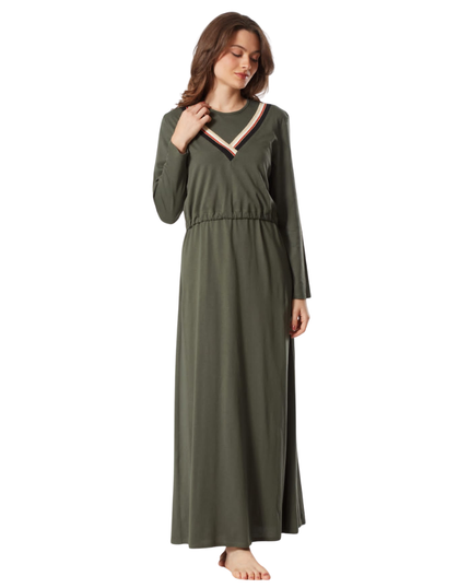 Pen-ky Khaki V Trim Cotton Blend Nursing Nightgown
