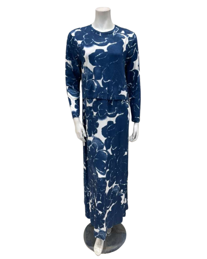 The Star Story 411 Blue Tie Dye Floral Modal Nursing Nightgown Myselflingerie.com