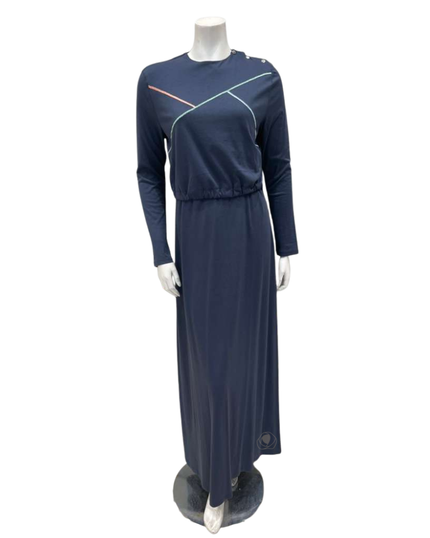Pen-ky 11905 Blue Topstitch Trim Cotton Blend Nursing Nightgown Myselflingerie.com