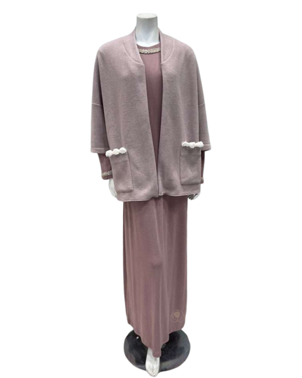 Iora Lingerie Dusty Pink Plush with Pom Pom Trim Lounge Wrap