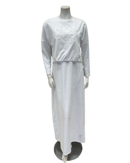 Chicolli White Debossed Nursing Cotton Nightgown