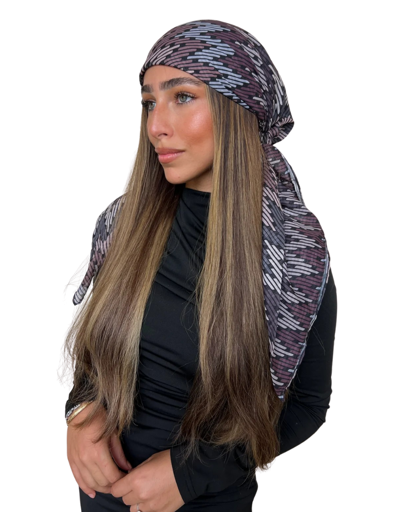 Scarf Bar Taupe Chevron Square Scarf with Invisible Grip Myselflingerie.com