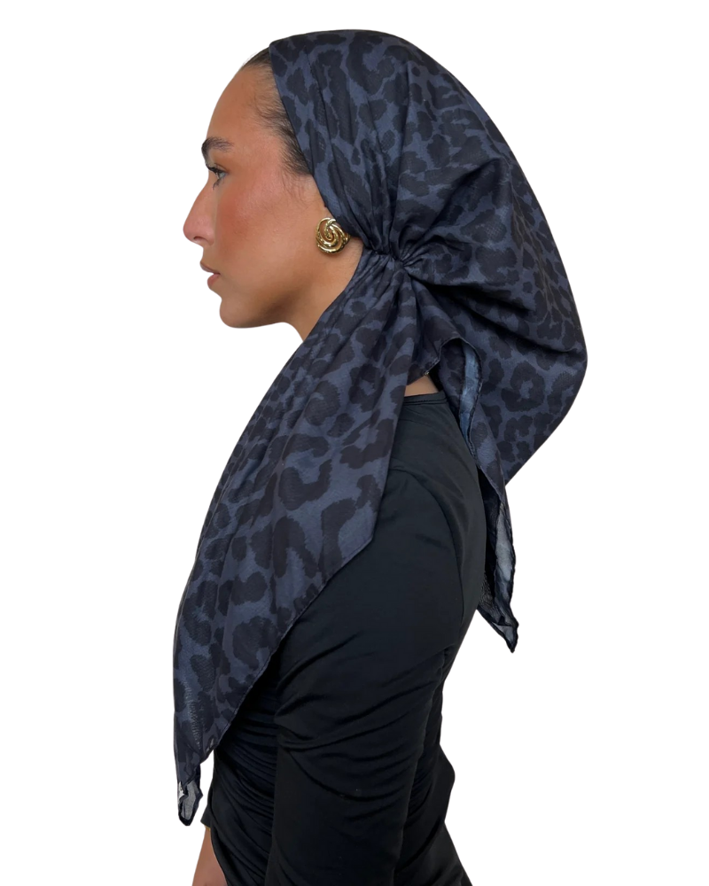 Scarf Bar Noir Panther Open Back Adjustable Pre-Tied Bandanna with Velvet Grip Myselflingerie.com