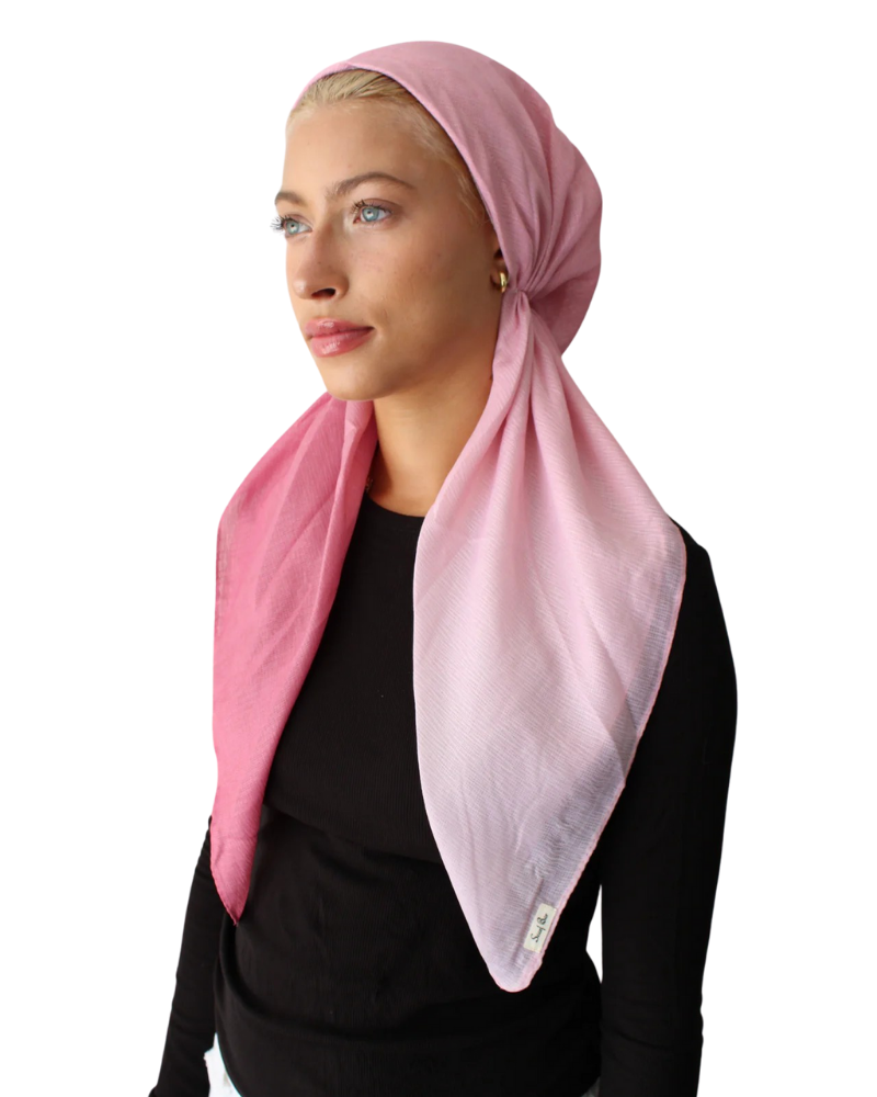 Scarf Bar Pink Shimmer Ombre Classic Pre-Tied Bandanna with Velvet Grip Myselflingerie.com