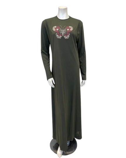 Pen-ky 11916 Khaki Butterfly Stitch Cotton Blend Coverall Nursing Nightgown Myselflingerie.com