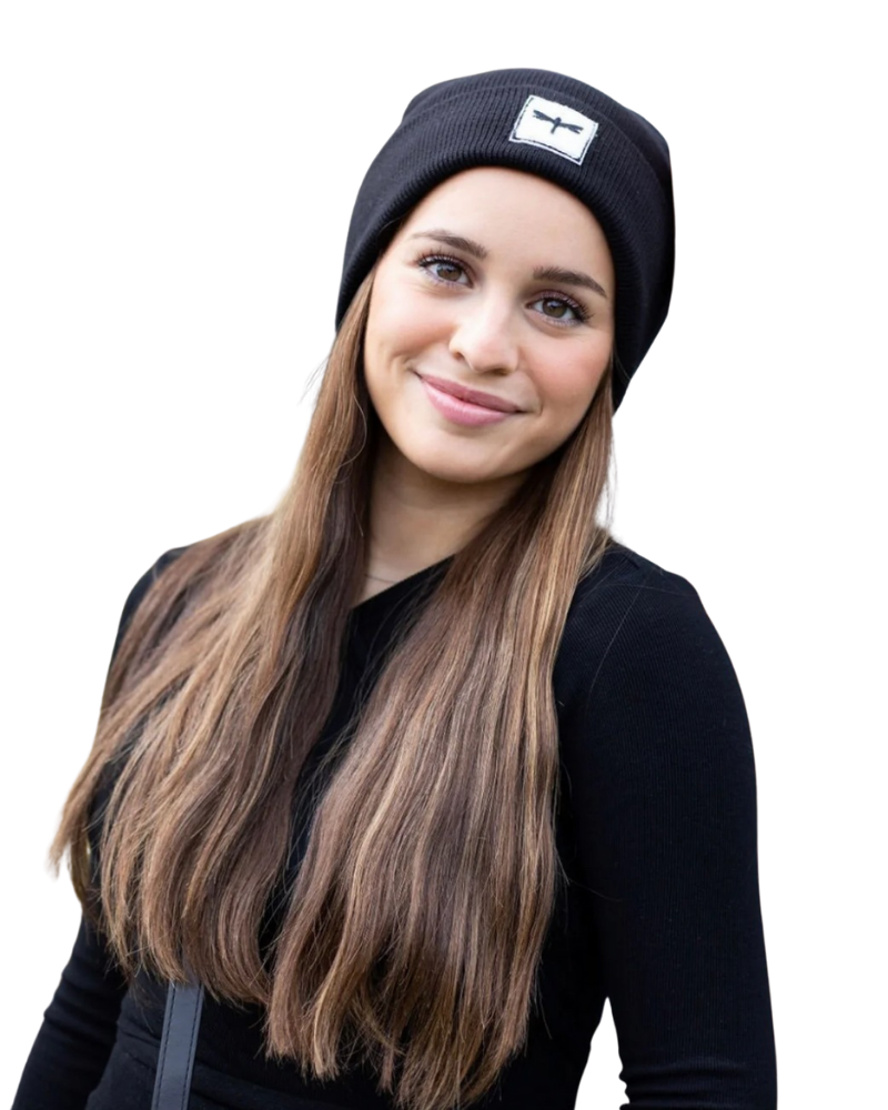 Tal New York TSLBW The Sherpa Logo Black with White Logo Beanie Myselflingerie.com