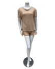 Jackie O'Loungewear SLBST-BG Golden Beige Heather Shorts Pajamas Set Myselflingerie.com