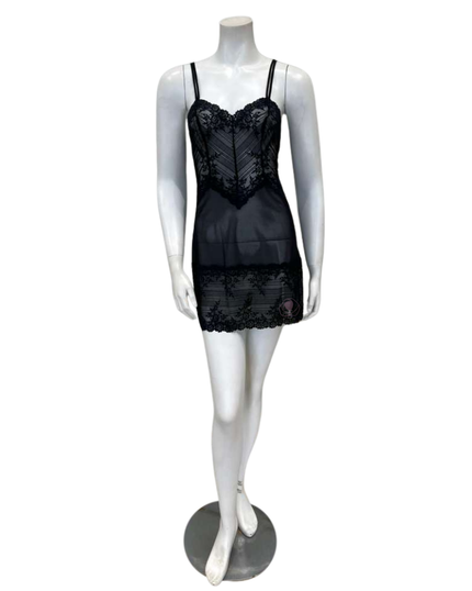 Wacoal 814191 Black/Navy (003) Embrace Lace Chemise Myselflingerie.com