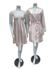 Pen-ky 16765 + 26762D7 Peach Poly Silk Bust Support Chemise & Wrap Set Myselflingerie.com
