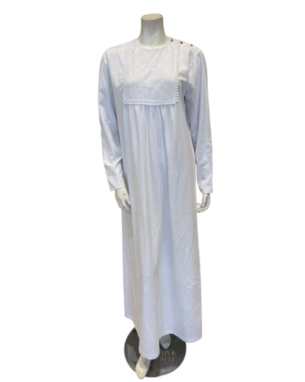Nico Italy AP855WT Lace Insert White Cotton Nightgown Myselflingerie.com