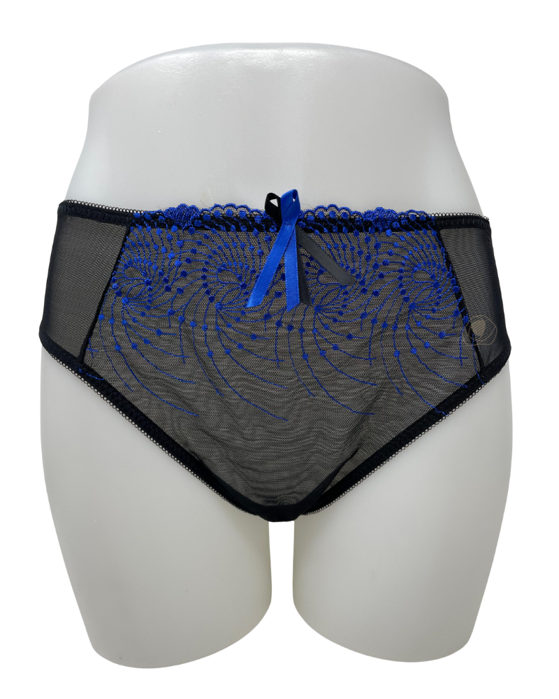 Fitfully Yours U2272 Black/Cobalt Nicole See Thru Lace Bikini Myselflingerie.com