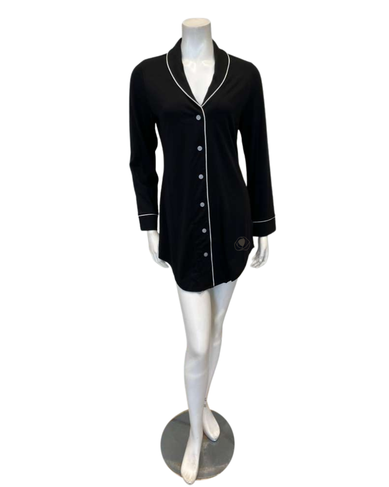 Cosabella PIMAL1898 Black/Moon Ivory Pima Lusso Cotton Blend Nightshirt Myselflingerie.com