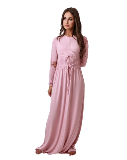 Rojo London Stella Soft Pink Waist Tie Modal Nightgown Myselflingerie.com