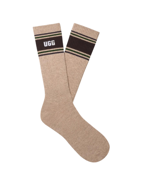 UGG 1176831 Sand Heather/Woodland Josias Varsity Crew Socks Myselflingerie.com