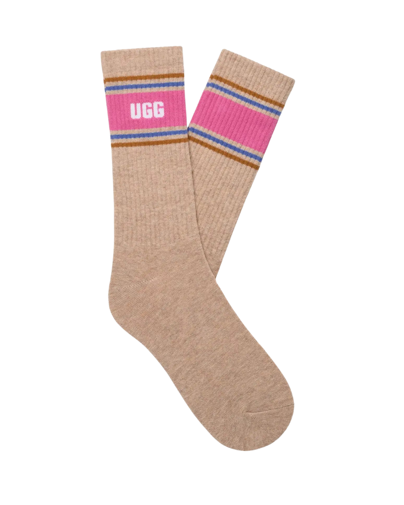 UGG Sand Heather/ Woodviolet Jedlyn Varsity Crew Socks