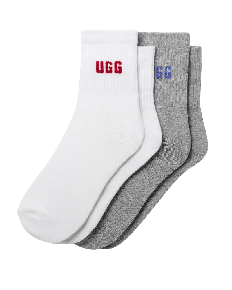 UGG 1171623 Red Saffron/Grey Heather Quinlin Logo Quarter 2 Pack Socks Myselflingerie.com