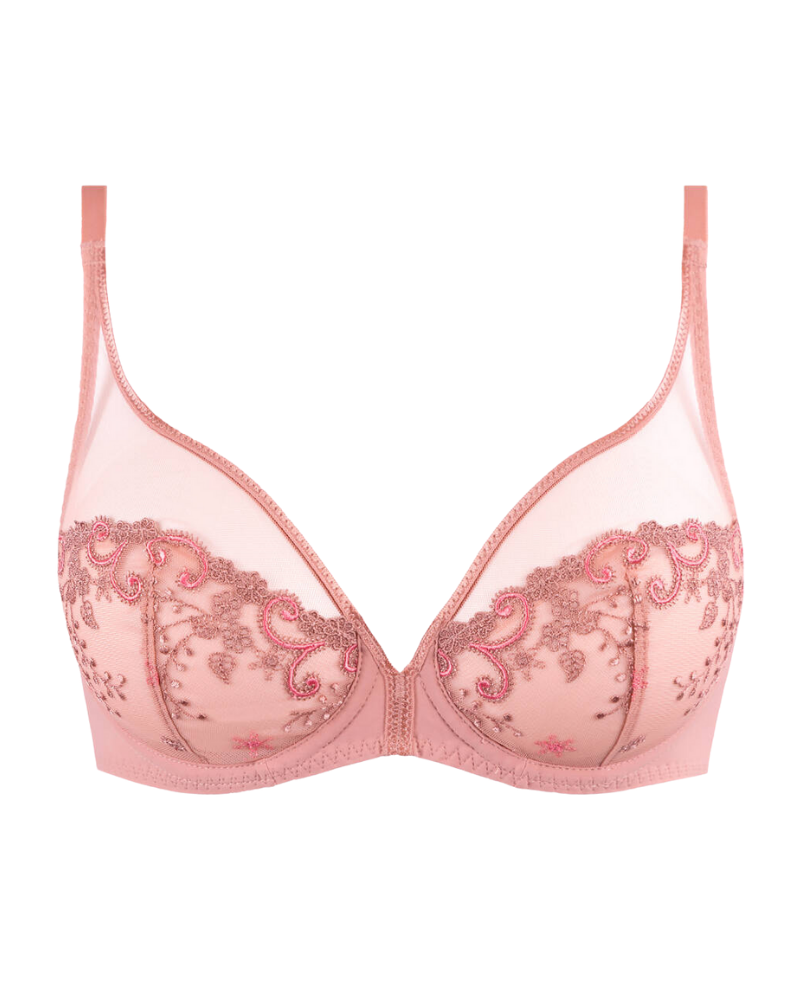 Simone Perele 12X319 Rose Fumé Delice Sheer Plunge Underwire Bra Myselflingerie.com
