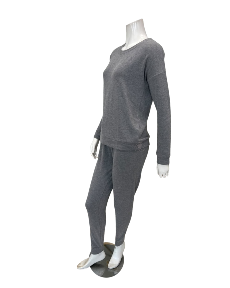 Aspen Dream Heather Grey Cozy Crew Neck Top & Joggers Pajamas Set