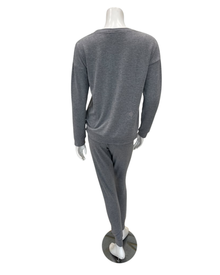 Aspen Dream Heather Grey Cozy Crew Neck Top & Joggers Pajamas Set