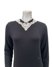 Pen-ky Black Lace Neck Modal Pull On Nightgown
