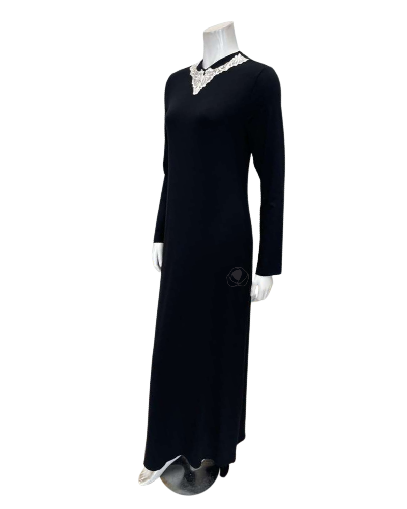 Pen-ky Black Lace Neck Modal Pull On Nightgown
