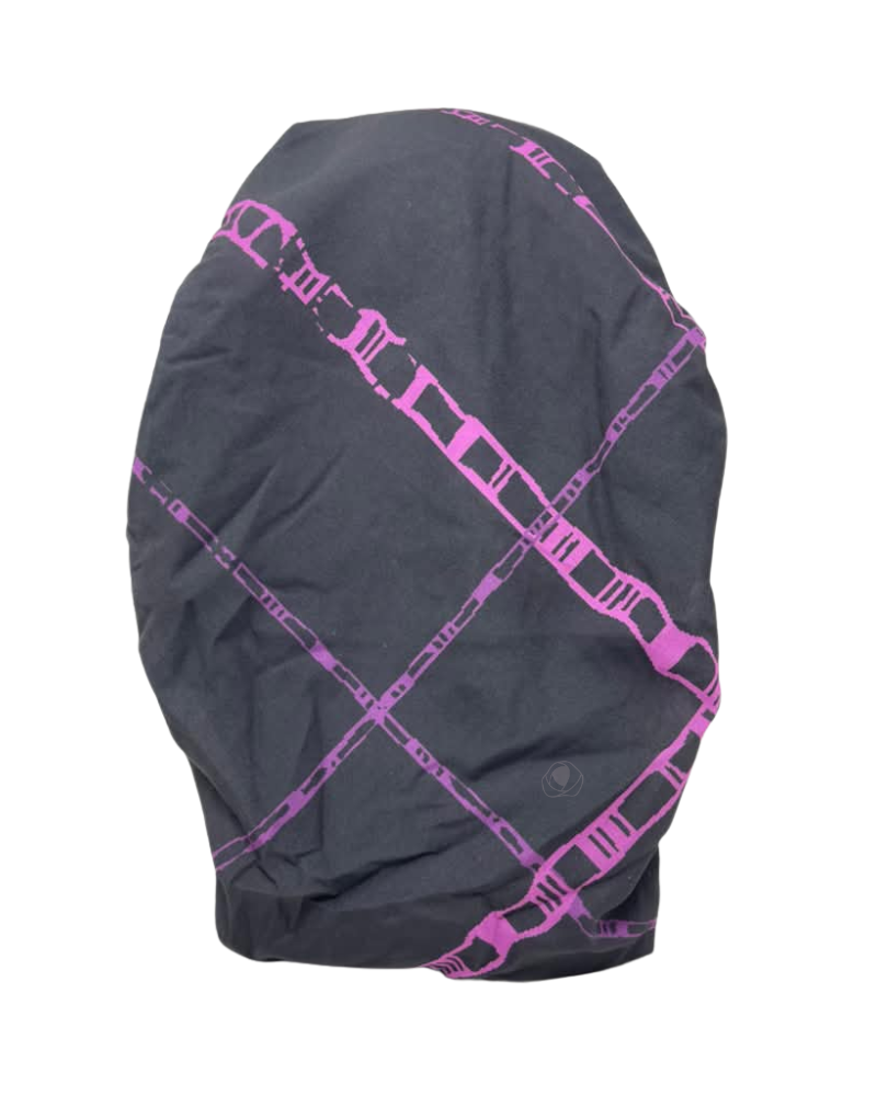 Lizi Headwear Plum Grid Open Back Adjustable Pre-Tied Bandanna with Velvet Grip