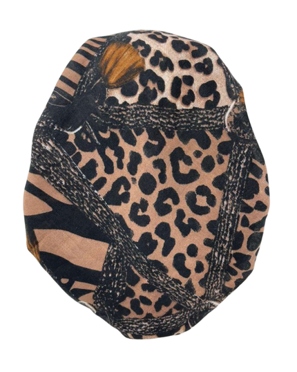 Cherie Brown Geometric Leopard Design Adjustable Closed Back Pre-Tied Bandanna