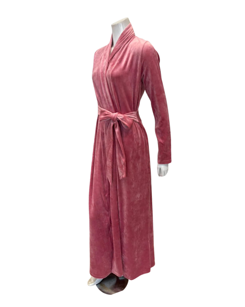 Pen-ky Mauve Pink Crushed Velvet Morning Robe Wrap