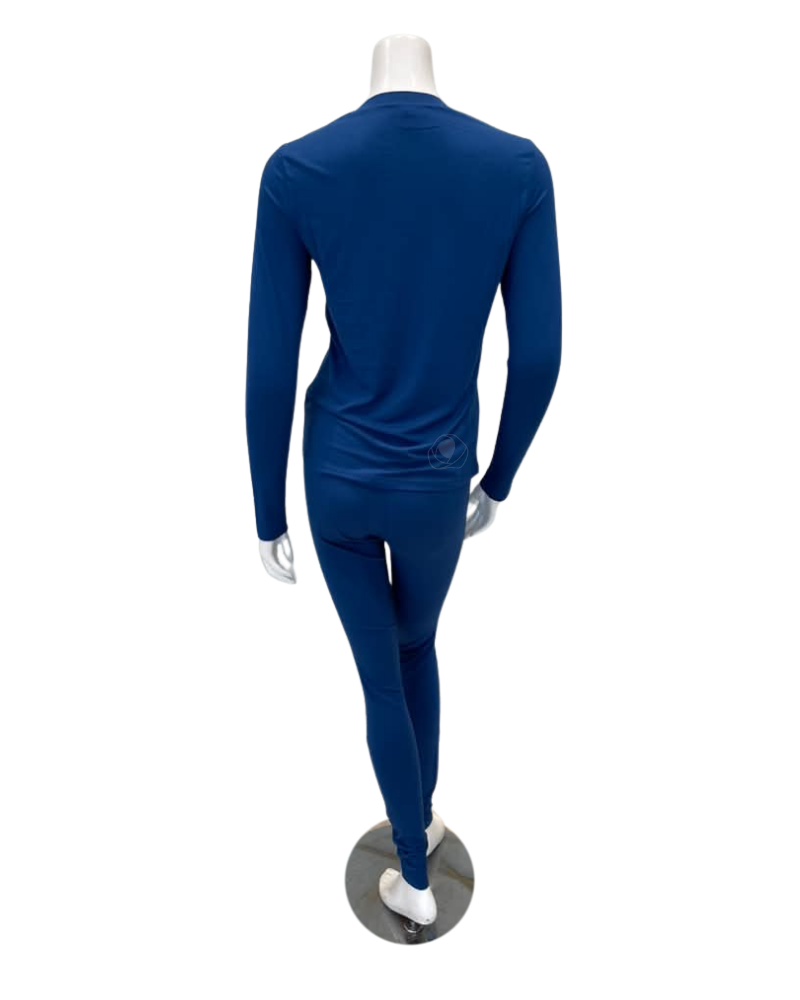 Angelice Dark Blue Royal Embroidery V Neck Modal Pajamas Set