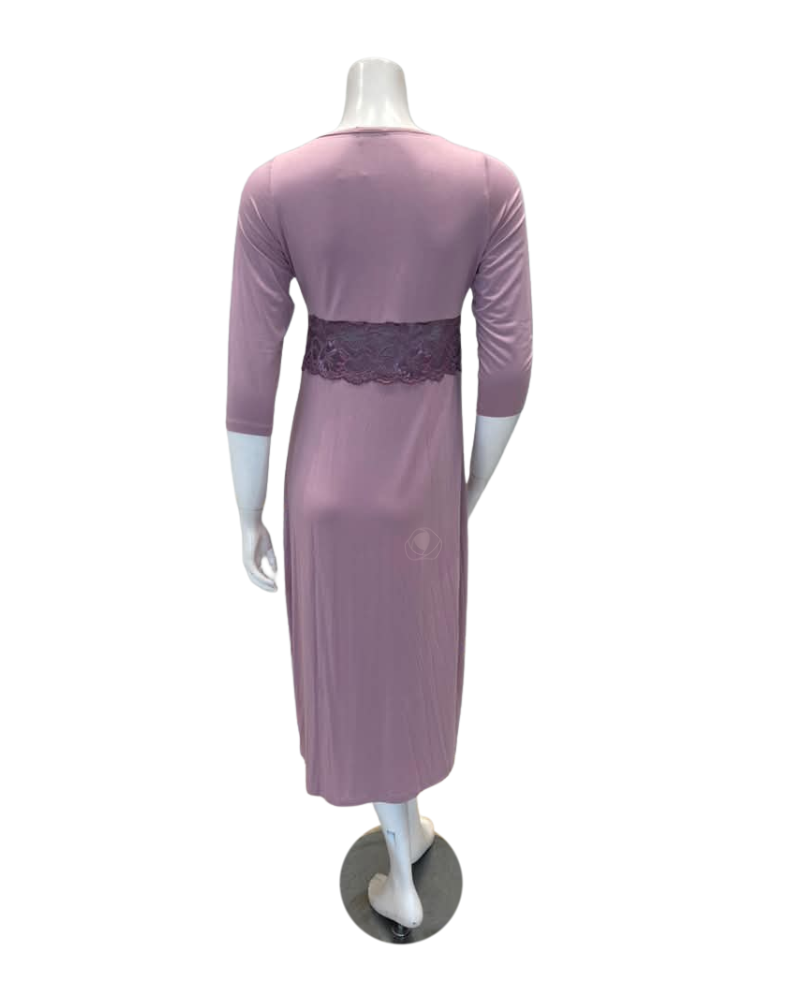 Oh! Zuza Lilac Sheer Lace Modal Nightshirt