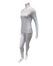 Oh! Zuza Beige V Neck Modal Short Sleeves with Leggings Pajamas Set