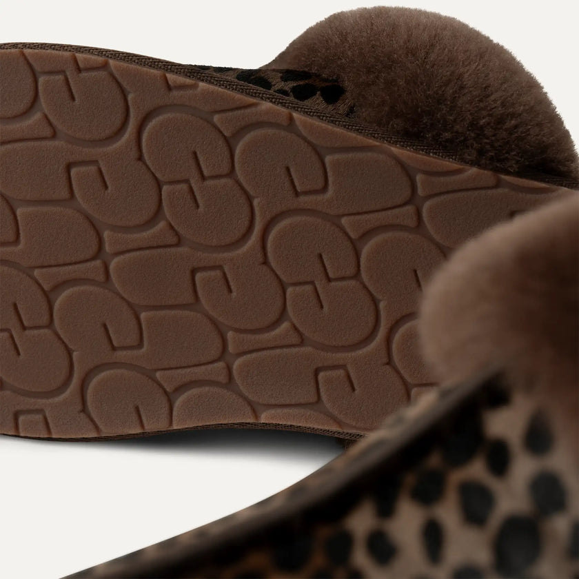 UGG 1158352 Scuffette Caspian Burnt Cedar Suede Slipper with Fur Trim Myselflingerie.com