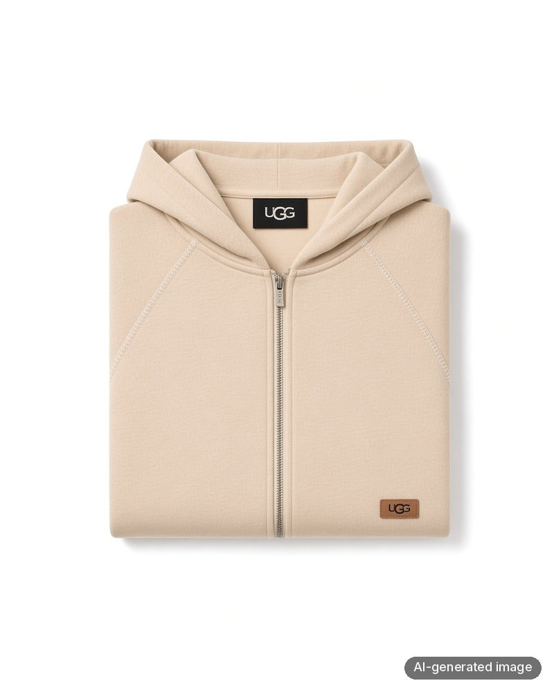 Folded UGG Sand Heather Classic Full-Zip Hoodie