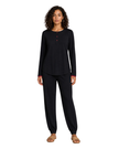 Ellwi Black with Maroon Trim Cotton Pajamas Set