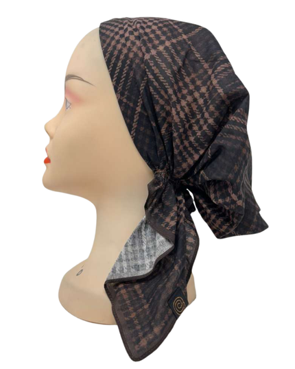 Cherie Brown Plaid Short Tails Pre-Tied Bandanna