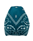 It's Younique Teal Paisley Bandanna Print Pre-Tied Open Back Bandanna with Velvet Grip