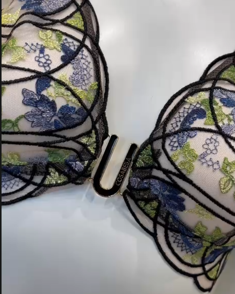 Cosabella Black/Neon Viola Virna Curvy Bralette & Bikini Set