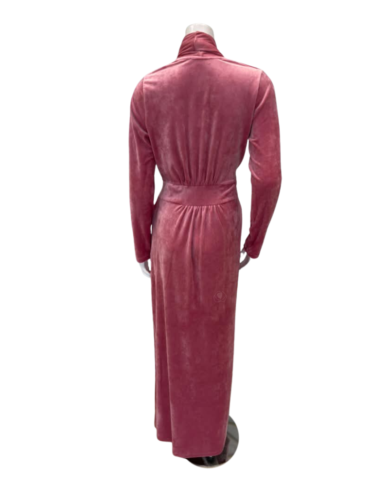 Pen-ky Mauve Pink Crushed Velvet Morning Robe Wrap