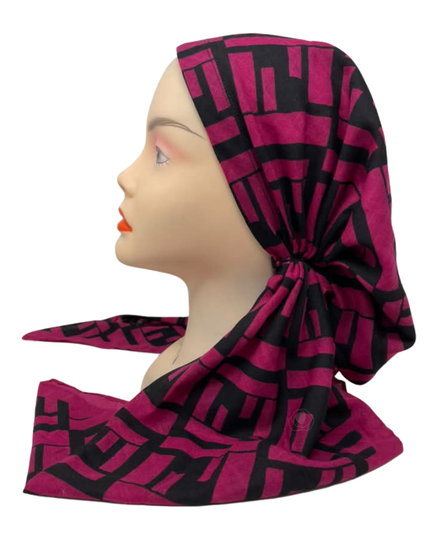 Cherie Black/Berry F Design Adjustable Closed Back Pre-Tied Bandanna