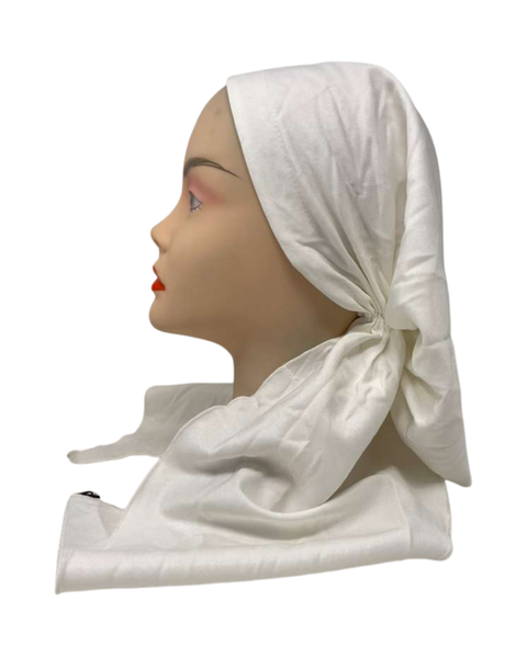 Ahead IT3197 White Tender Tone Israeli Style Long Tails Pre-Tied Bandanna